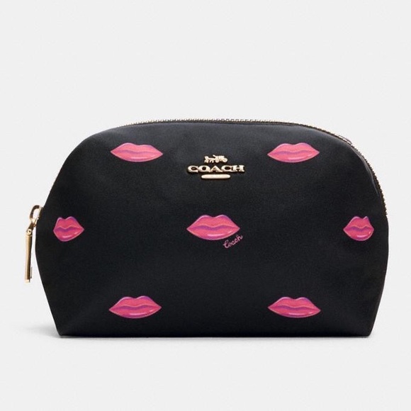 NWT COACH Small Boxy Cosmetic Case With Lips Print